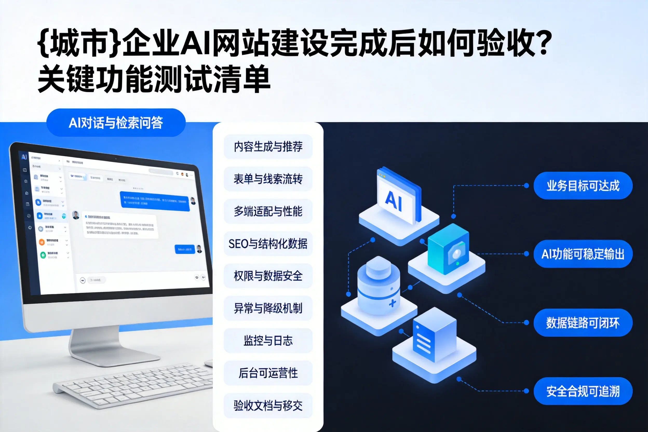 南京企业AI网站建设完成后如何验收？关键功能测试清单