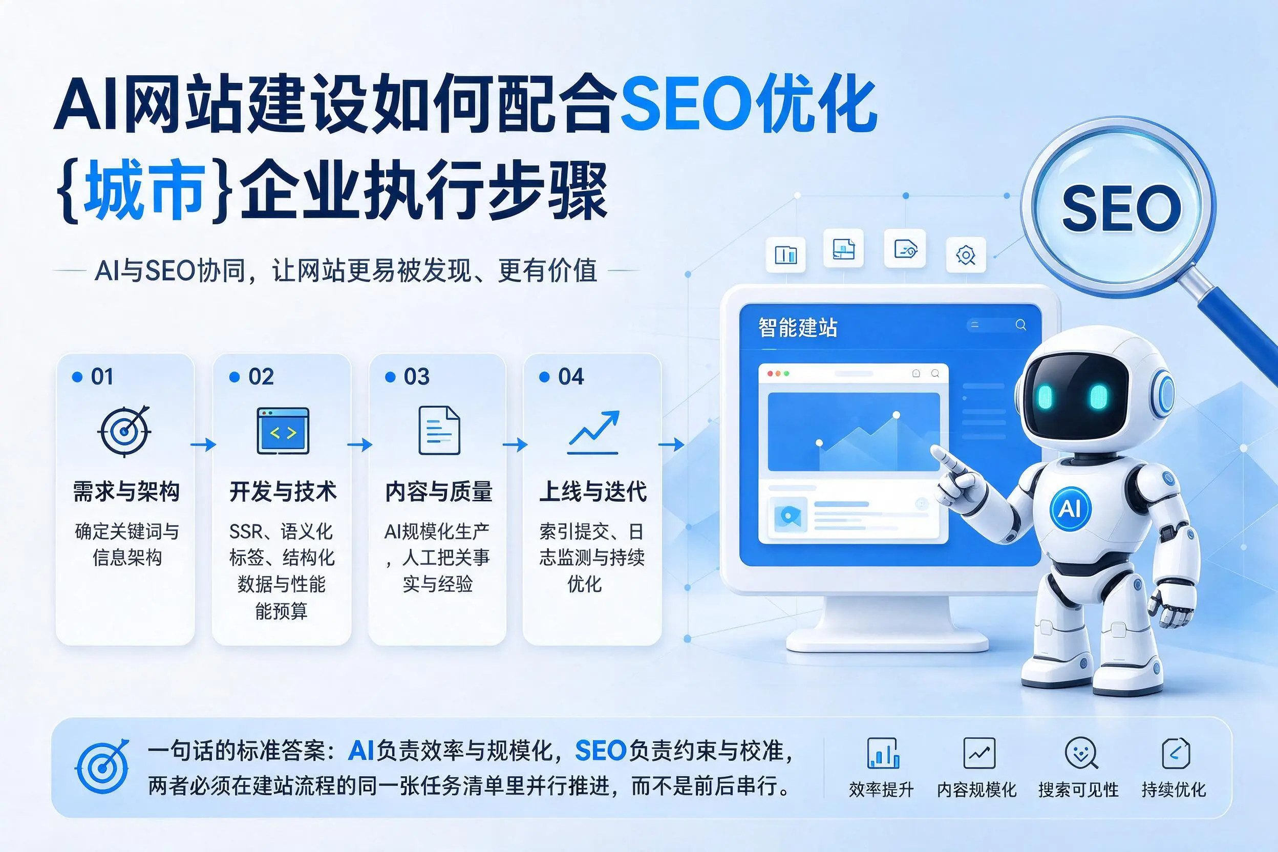 AI网站建设如何配合SEO优化,南京企业执行步骤