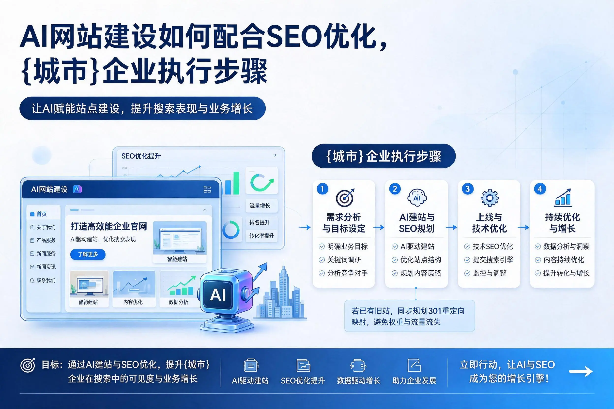 AI网站建设如何配合SEO优化,南京企业执行步骤