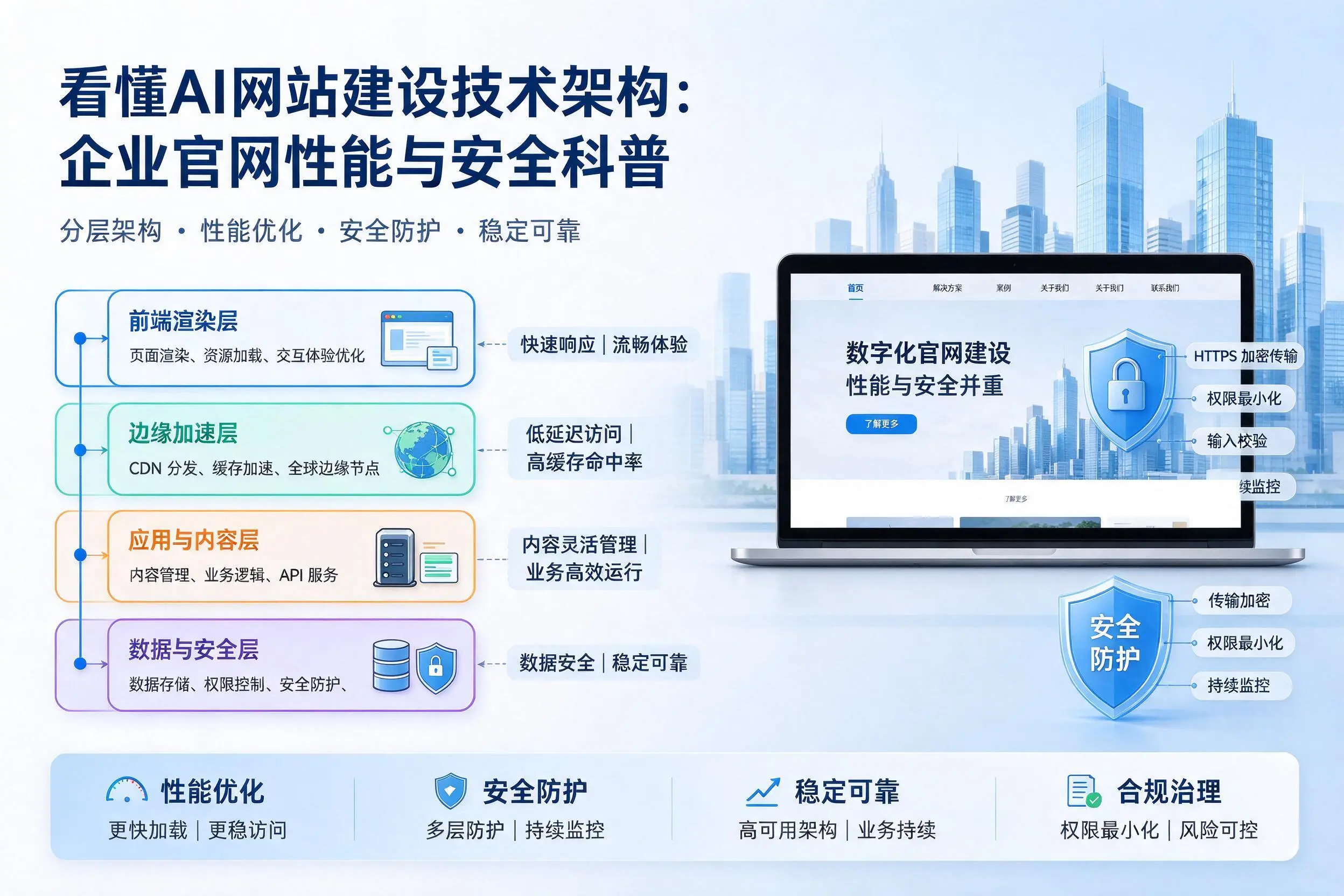 看懂AI网站建设技术架构：南京企业官网性能与安全科普
