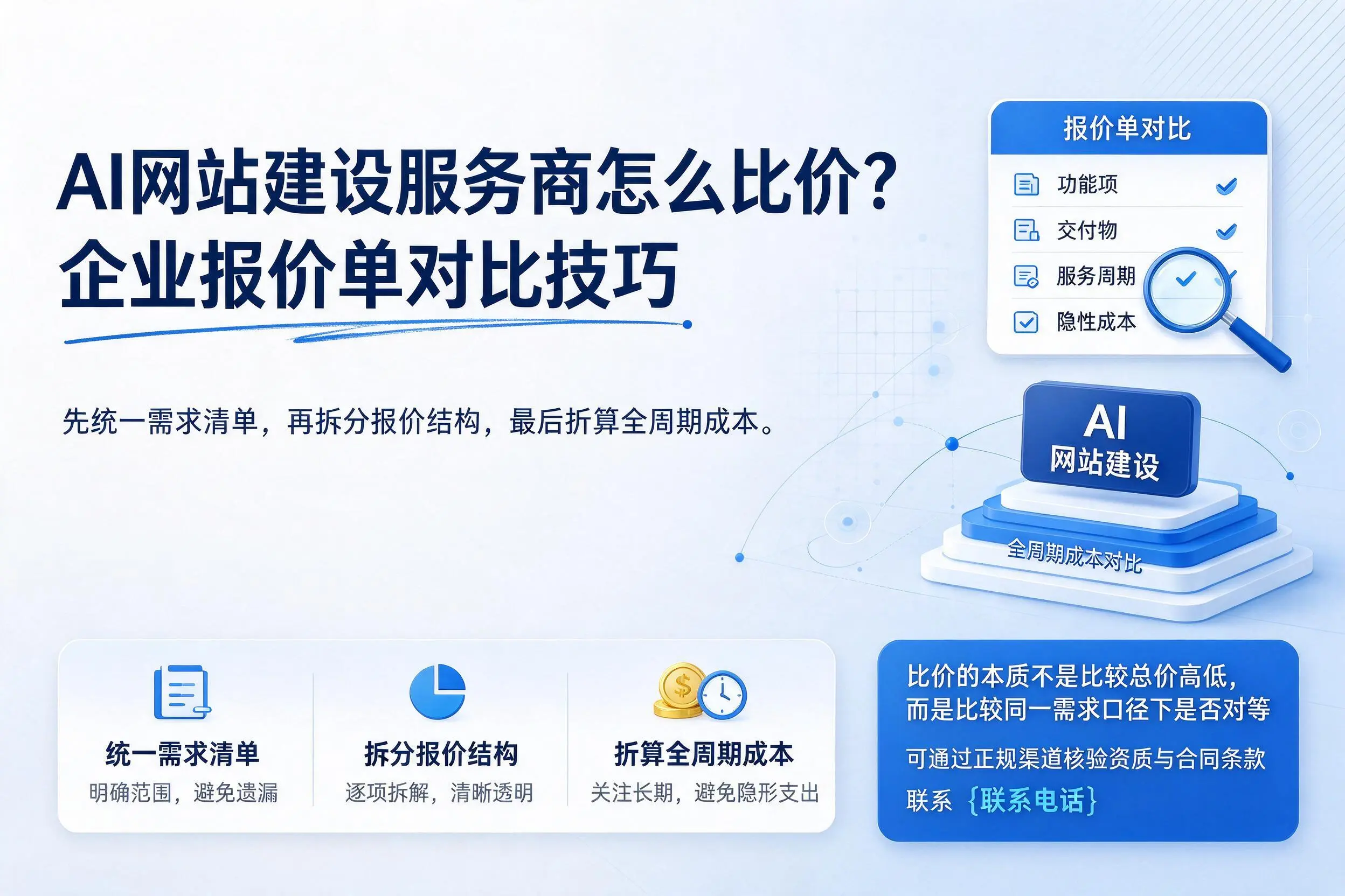 AI网站建设服务商怎么比价？南京企业报价单对比技巧