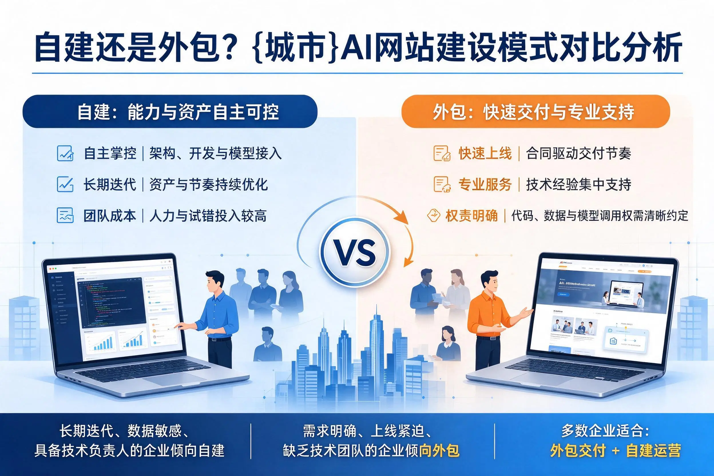 自建还是外包?南京AI网站建设模式对比分析