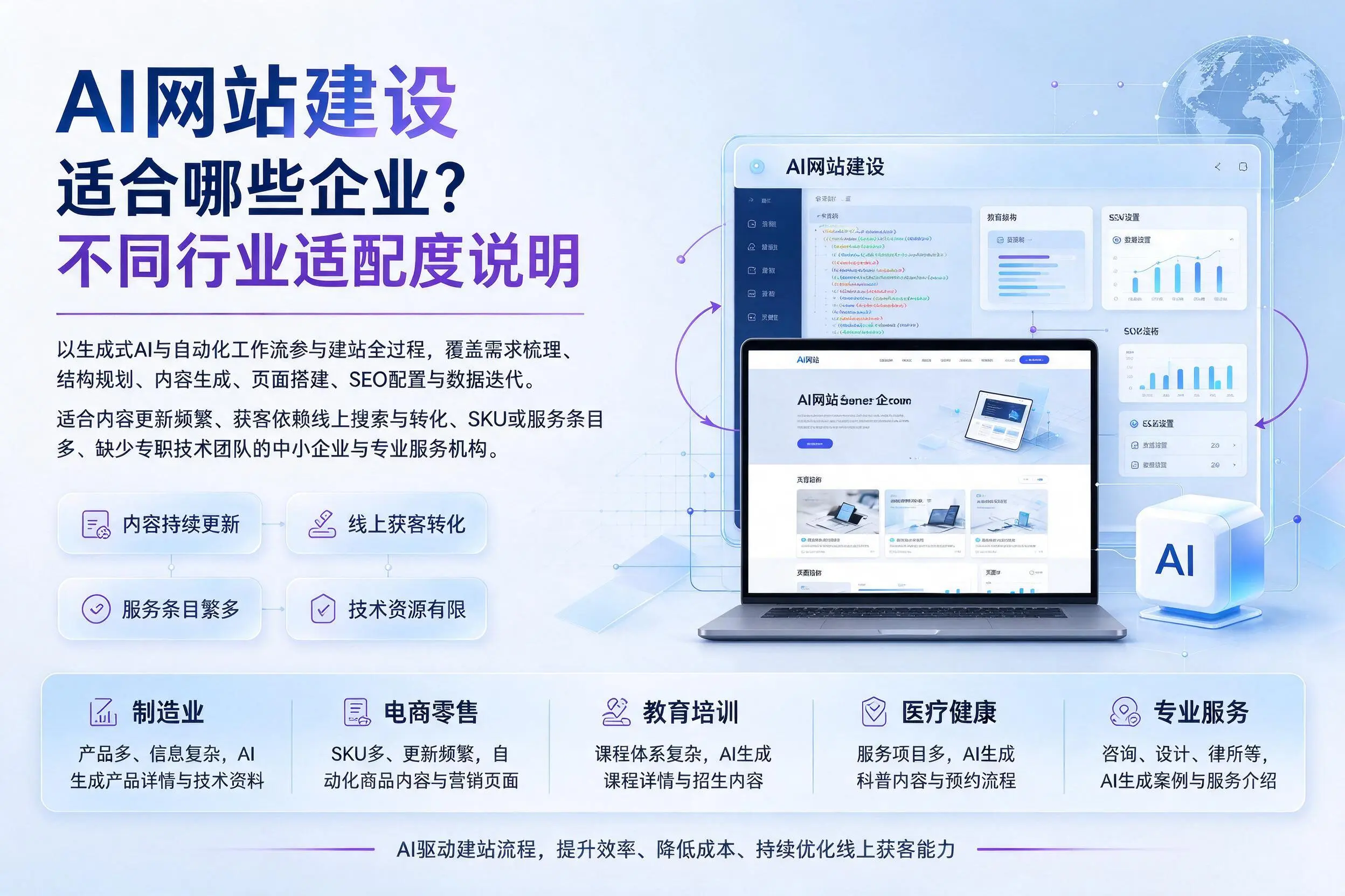 AI网站建设适合哪些企业？南京不同行业适配度说明